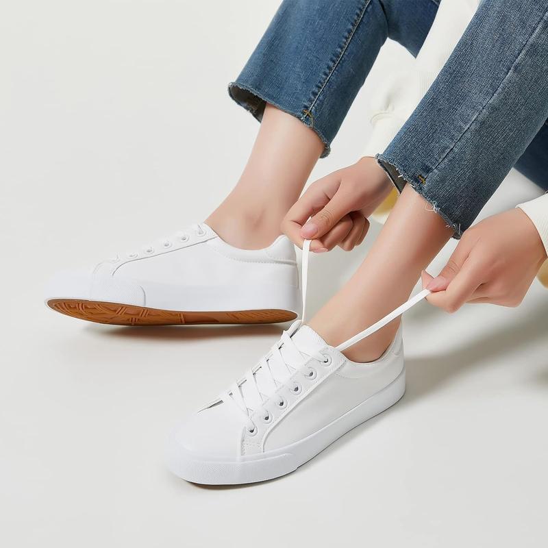 White Tennis Shoes PU Leather Sneakers Casual Walking Shoes for Women