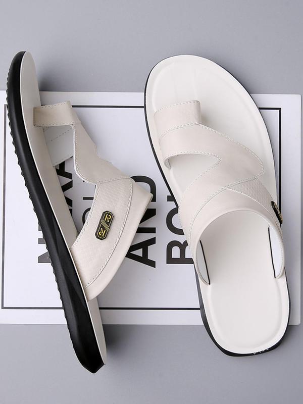 Men's Casual Plain Slip on Sandals, Fashionable Versatile Soft Sole Non-slip Beach Shoes, Casual Comfortable Shoes for Daily Wear