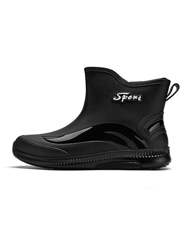 Men's Casual Solid Color Ankle Boots, Fashionable Slip-on Rain Boots for Outdoor Activities, Non-slip Waterproof Boots for Men