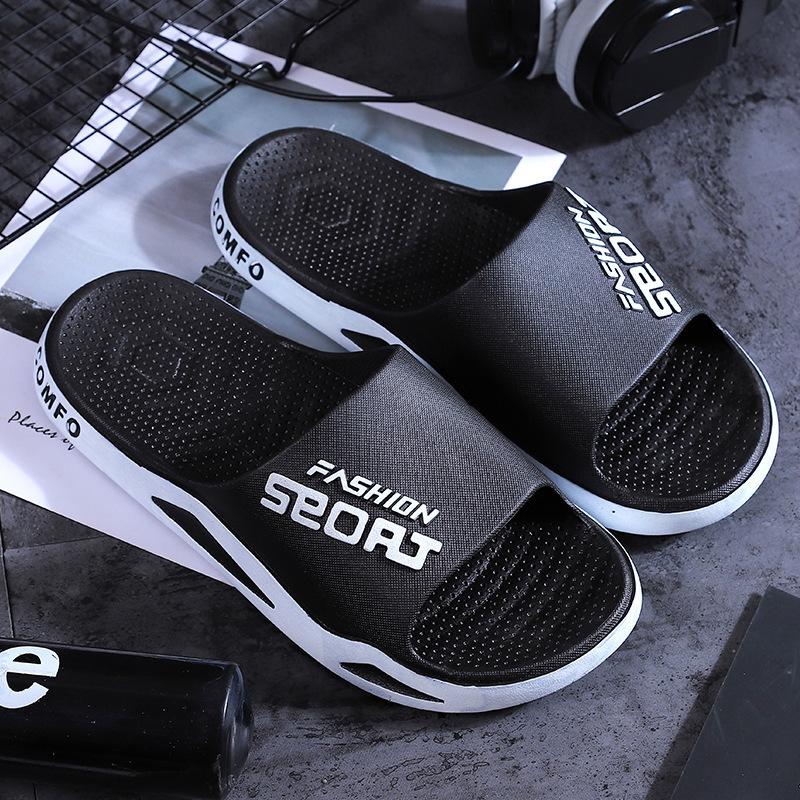 New Stylish Beach Comfortable Men's Sandals Comfortable Slippers-Breathable, Non-Slip, Soft Sole PVC Shoe Upper and Insole, round Toe, Solid Color Footwear Boy