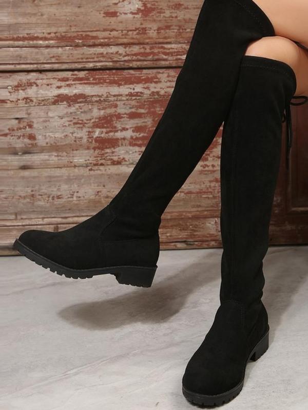 Women's Fashionable Solid Color Knee High Boots, Casual Comfortable Boots for Daily Wear, Female All-match Trendy Shoes for Fall & Winter