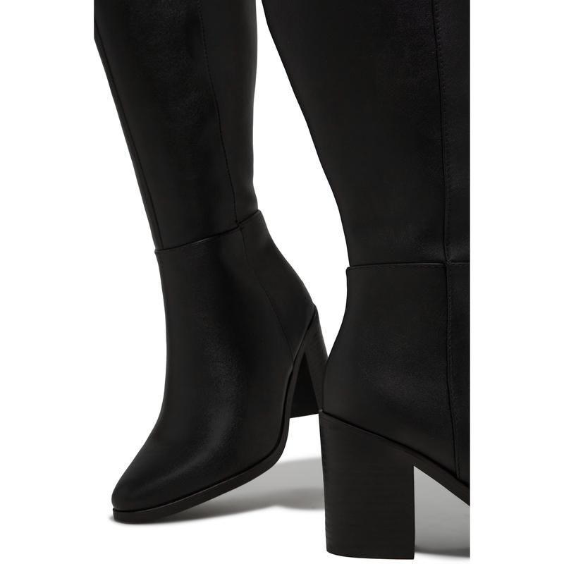 Draya Wide Fit Block Heel Boots - Black