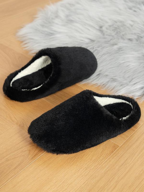 Women's Casual Comfortable Fluffy Warm Flat Home Slippers, Lighetweight Plush Bedroom Slippers for Girl for Fall & Winter, All-match Commuter Shoes for Work & Daily Wear, Footwear