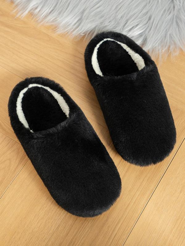 Women's Casual Comfortable Fluffy Warm Flat Home Slippers, Lighetweight Plush Bedroom Slippers for Girl for Fall & Winter, All-match Commuter Shoes for Work & Daily Wear, Footwear