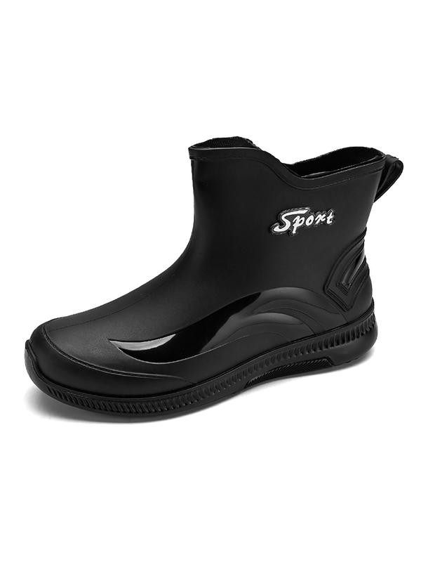 Men's Casual Solid Color Ankle Boots, Fashionable Slip-on Rain Boots for Outdoor Activities, Non-slip Waterproof Boots for Men