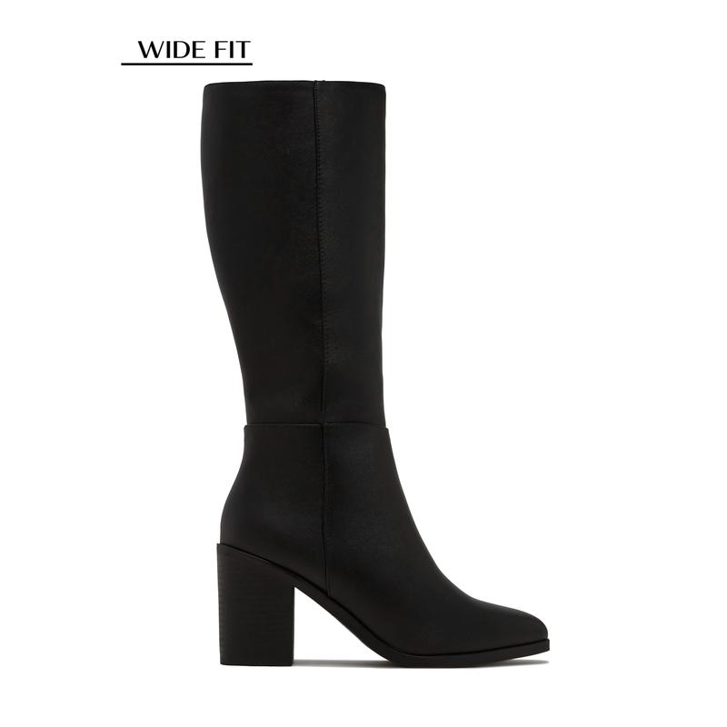 Draya Wide Fit Block Heel Boots - Black