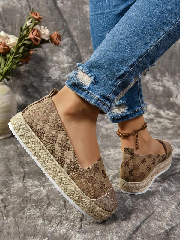 Women's Fashionable Ditsy Floral Flatform Flats, 2024 New Style Casual Comfortable Breathable Flat Shoes, All-match Commuter Shoes for Work & Daily Wear Fall Outfits Fall Freshness