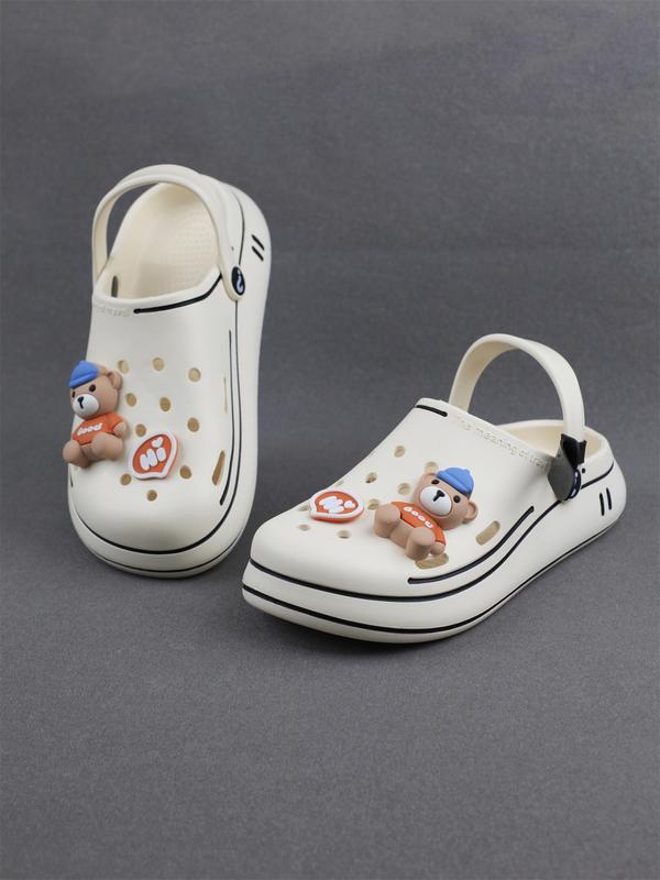 Women's Cute Cartoon Bear Design Clogs, Casual Comfortable Soft Sole Slippers, Non-slip Clogs for Indoor & Outdoor Wear