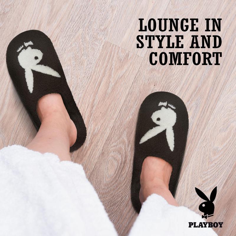 Playboy Mens Slippers Gifts for Men Extra Cozy Fuzzy House Slippers Slip On