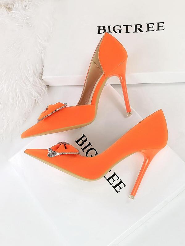 Women's Fashion Rhinestone Bow Decor Stiletto Heels, Elegant Pointed Toe High Heels for Party, Daily Clothing Decor, Trendy All-match & Exquisite Heeled Shoes for Birthday Gift