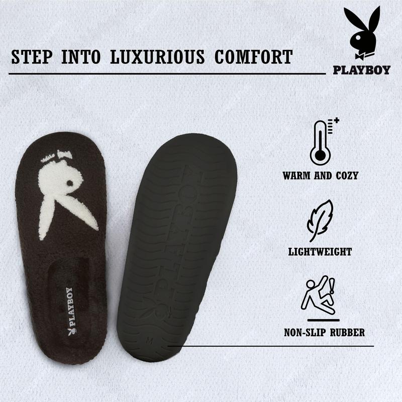 Playboy Mens Slippers Gifts for Men Extra Cozy Fuzzy House Slippers Slip On