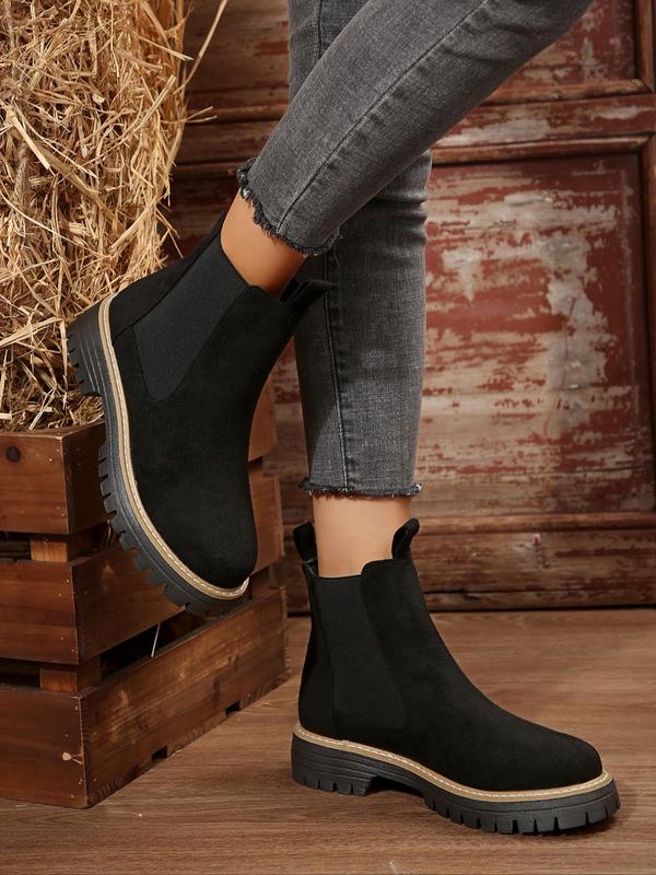 Women's Fashionable Solid Color Ankle Boots, Casual Comfortable Boots for Daily Wear, Female All-match Trendy Shoes for Fall & Winter