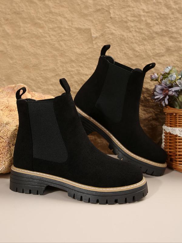 Women's Fashionable Solid Color Ankle Boots, Casual Comfortable Boots for Daily Wear, Female All-match Trendy Shoes for Fall & Winter