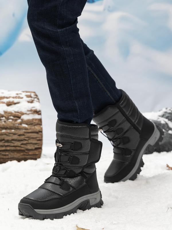 Men's Warm Plush Lining Snow Boots, Casual Waterproof Non-slip Outdoor Short Boots, Warm Ankle Snow Boots for Winter Outdoor Camping Trekking Winter Shoes