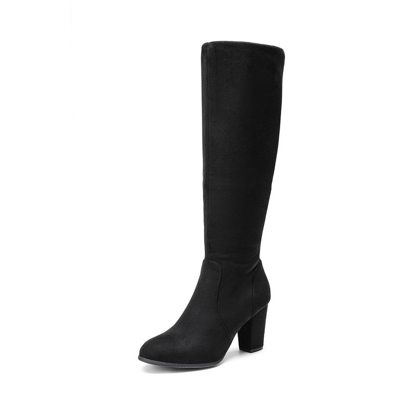 Dream Pairs Pointed Toe Chunky Heel Knee High Boots