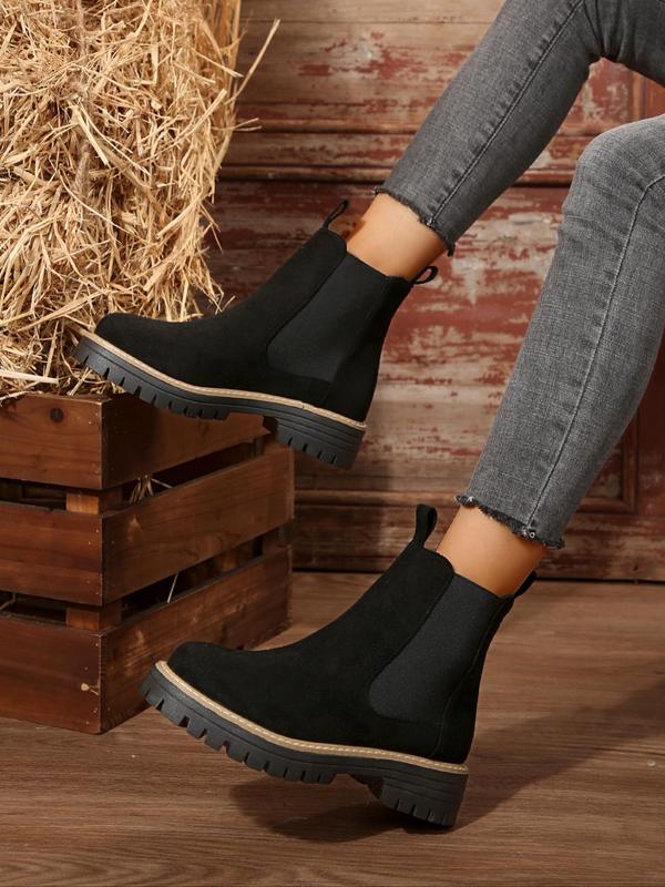 Women's Fashionable Solid Color Ankle Boots, Casual Comfortable Boots for Daily Wear, Female All-match Trendy Shoes for Fall & Winter