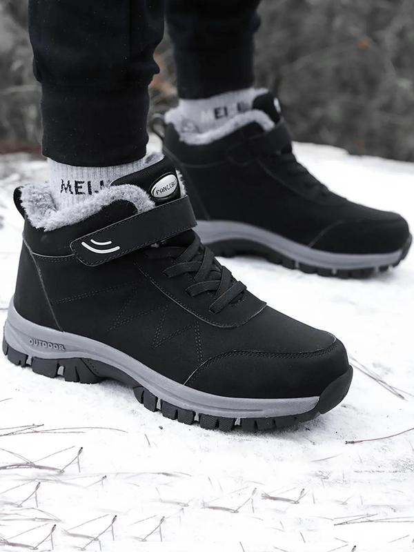 Women's Colorblock Lace Up Plush Lined Snow Boots, Casual Sporty High Top Outdoor Walking Shoes, Ladies All-match Sports Shoes for Daily Wear, Outdoor Shoes for Women Winter Outfits 2024