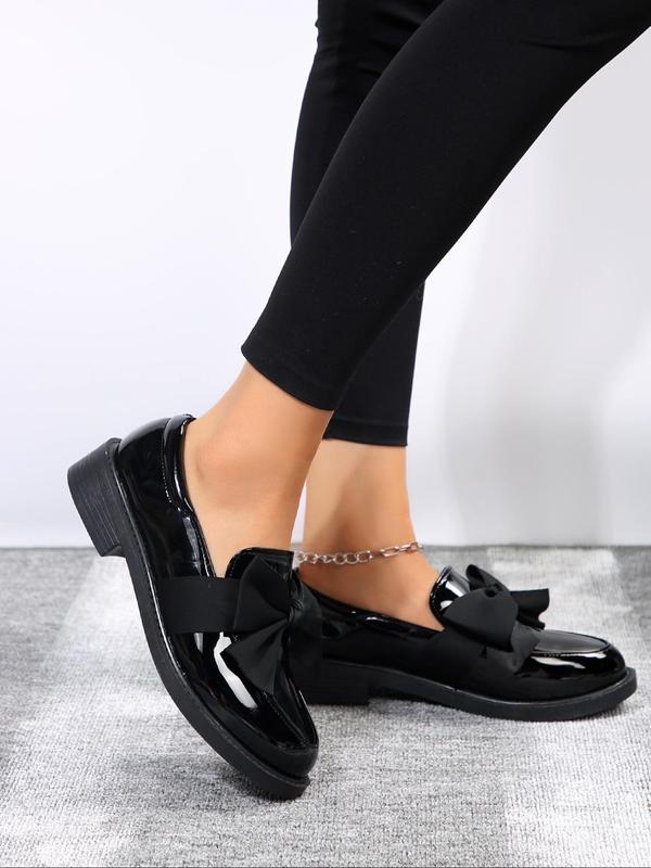 Women's Bowknot Design Slip on Loafers, Casual Comfortable Round Toe Flat Shoes for Daily Wear, Female All-match Basic Shoes for Daily Wear