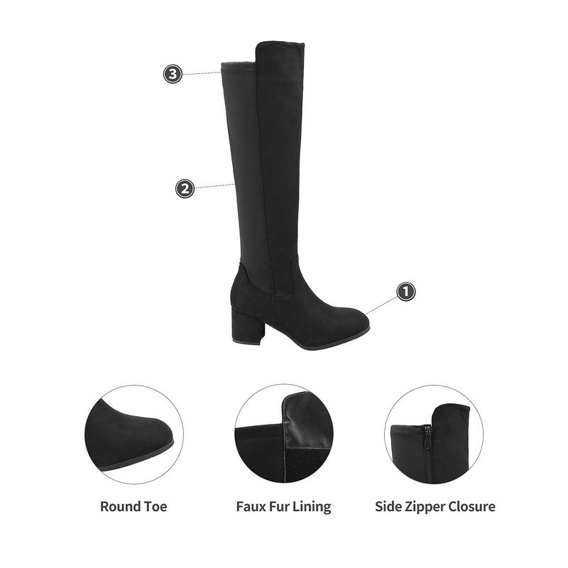 Dream Pairs Women's Chunky Knee High Stretch Boots