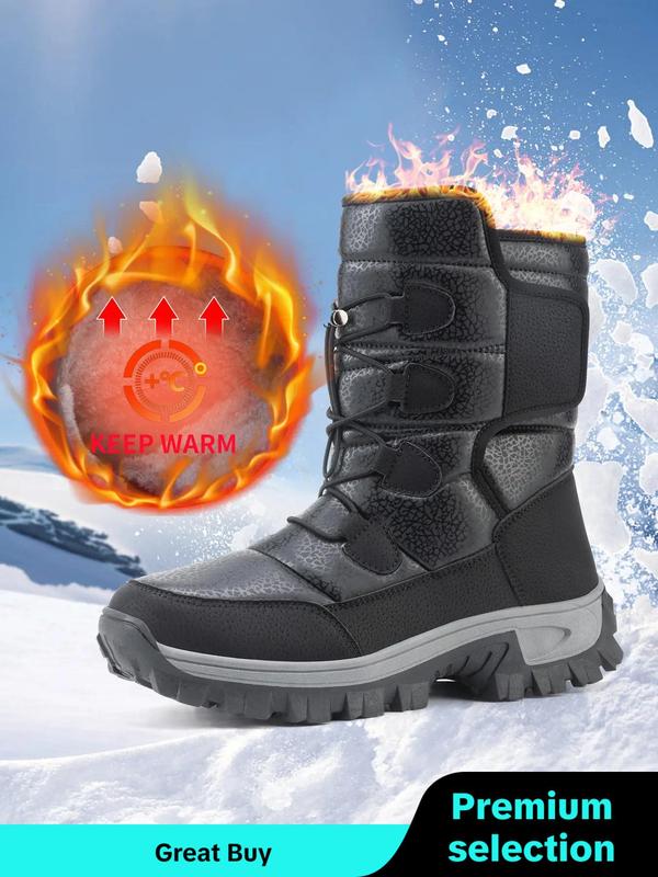 Men's Warm Plush Lining Snow Boots, Casual Waterproof Non-slip Outdoor Short Boots, Warm Ankle Snow Boots for Winter Outdoor Camping Trekking Winter Shoes