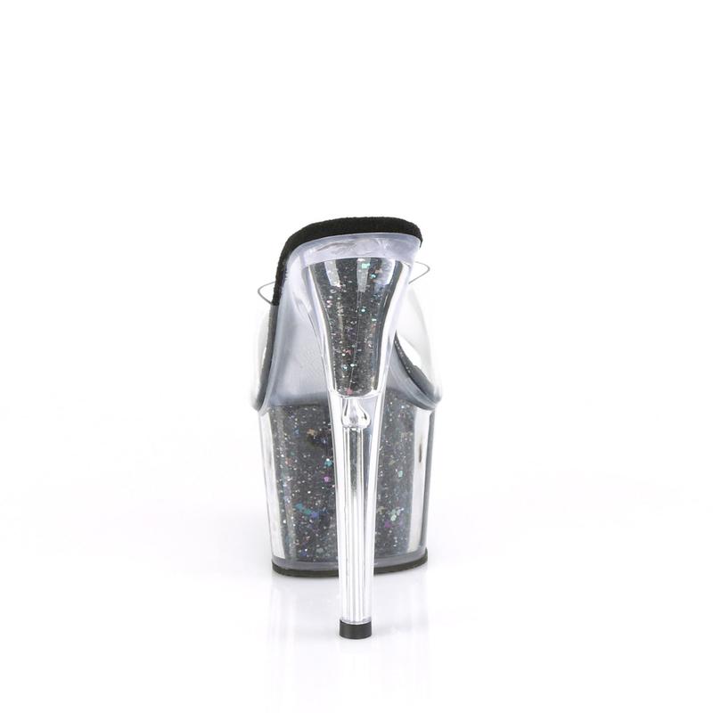 Pleaser Adore-701CG Womens Slides in Clear Black