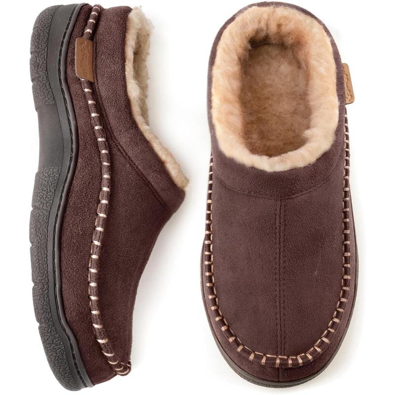 Men'S Slip On Moccasin Slippers, Indoor Outdoor Warm Fuzzy Comfy House Shoes, Fluffy Wide Loafer Slippers