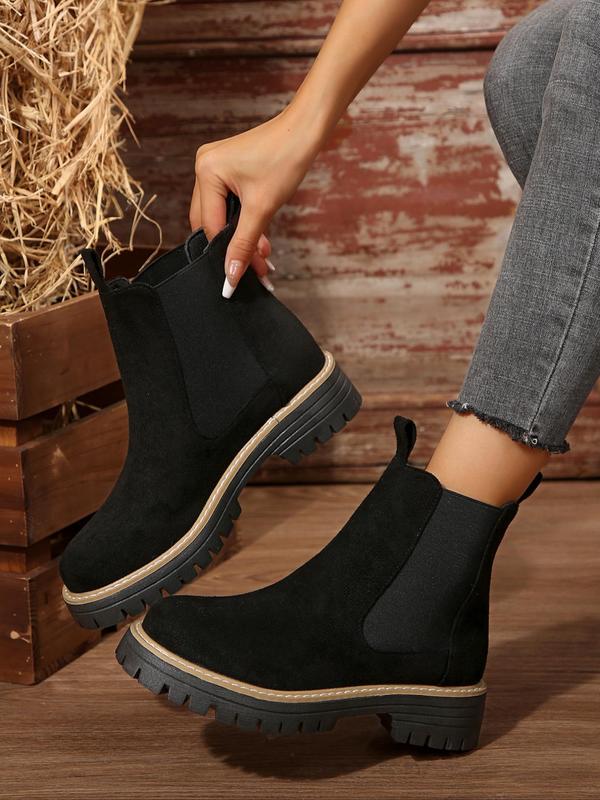 Women's Fashionable Solid Color Ankle Boots, Casual Comfortable Boots for Daily Wear, Female All-match Trendy Shoes for Fall & Winter