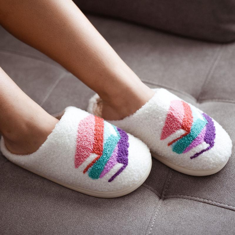 Women's Book Stack Slippers, Soft Faux Fur, Non-Slip Sole, Indoor Outdoor Comfort Footwear, Cute preppy slippers Shoe Girl