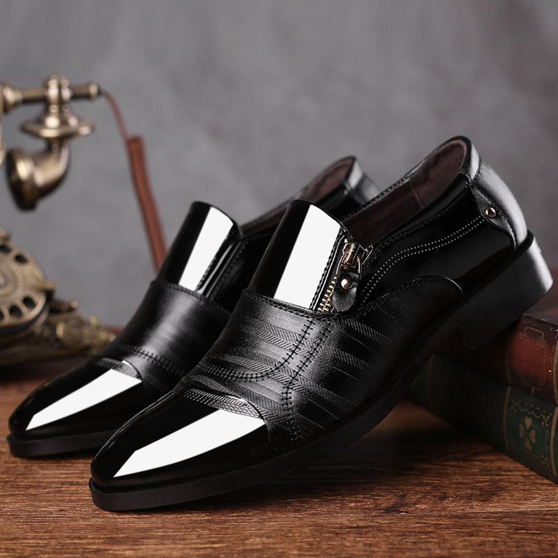 New plus Size Men's Business Formal Leather Shoes Pointed Men's Shoes Slip-on Casual Lazybones' Shoes