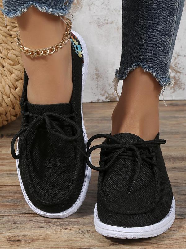 Women's Fashionable Argyle Pattern Lace up Low Top Sneakers, 1 Pair Casual Comfortable Round Toe Flat Shoes, All-match Commuter Shoes for Work & Daily Wear