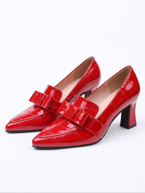 Women's Elegant Crocodile Embossed High Heel Shoes, Fashionable Pointed Toe Slip on Heeled Shoes for Daily Wear, Business Breathable Comfortable Heels for Women & Girls