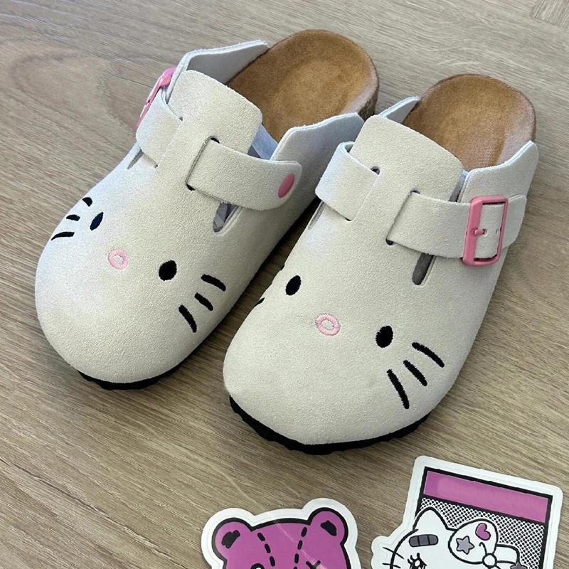 Kitty Cute Anime Slippers Summer Female Thick Sole Flat Shoes Sweet Cartoon Outdoor Anti Slip Slippers Girl Gift