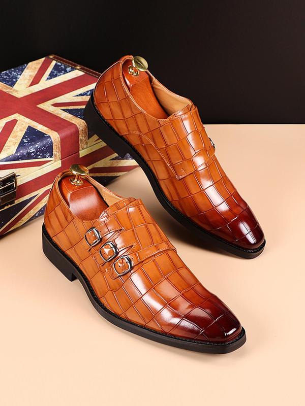 Men's Business Formal Crocodile Embossed Slip on Dress Shoes, Fashionable Comfortable Oxford Shoes for Daily Wear, Male All-match Shoes for Daily Wear