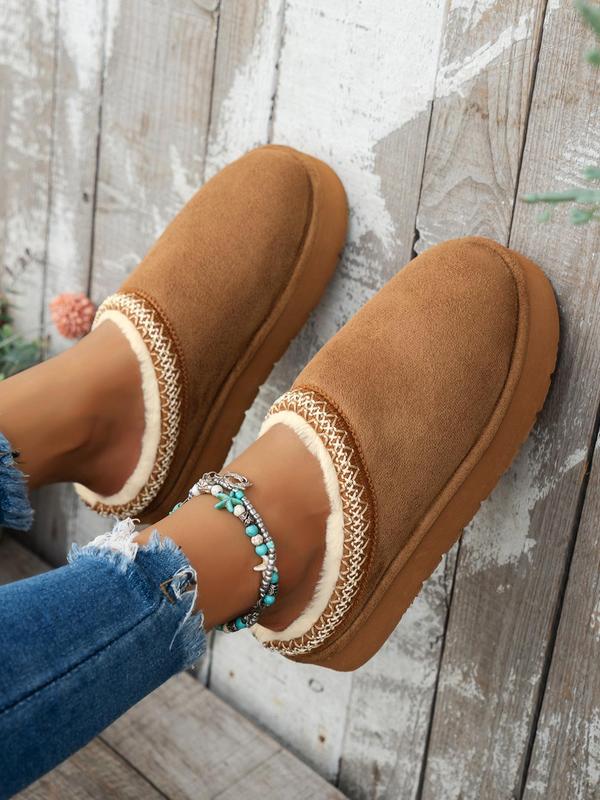 Women's Solid Color Fluffy Plush Slippers, Casual Soft Comfortable Home Slippers, Warm Slippers for Indoor & Outdoor Use for Women & Girls