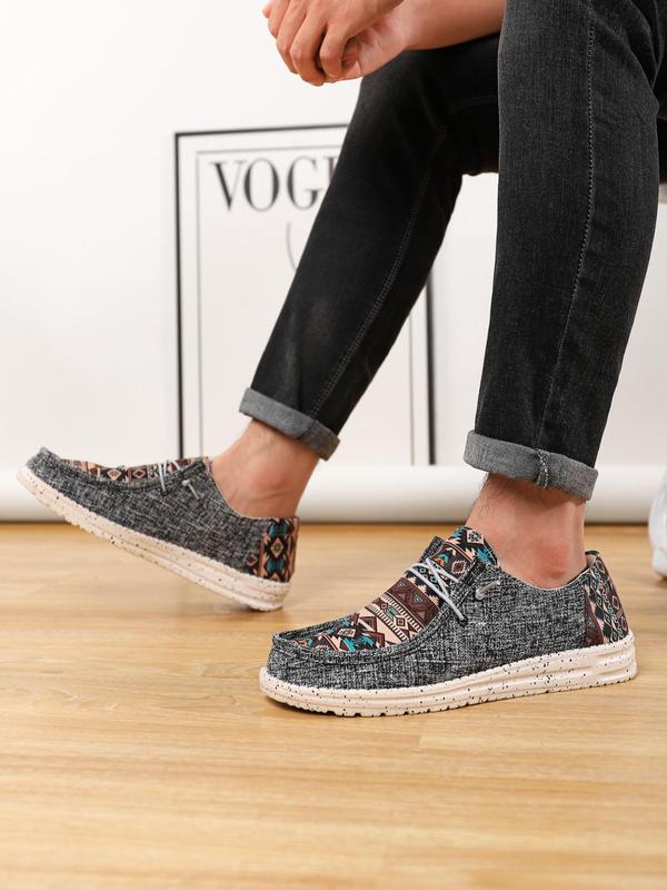 Men's Casual All over Print Slip on Loafers, Ethnic Pattern Lightweight Low Top Designer Sneakers, Comfortable Breathable Flat Walking Shoes for Daily Footwear for Boy