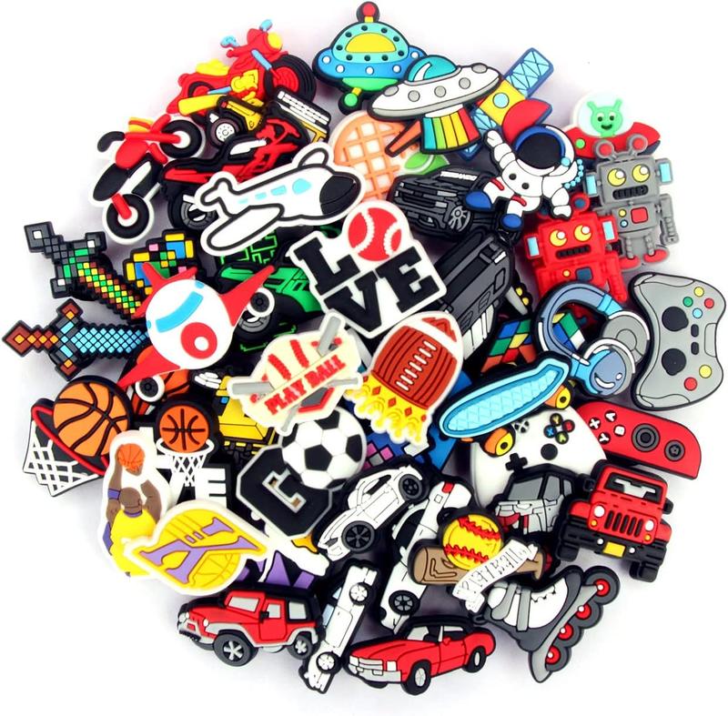 50Pcs Pack Shoe Decorations Charms for Boys Girls Women Teens Kids Clog Accessories Pins Fit for Garden Sandals Wristband Bracelet - Footwear