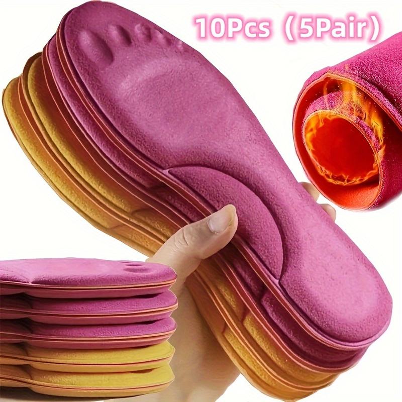 10 Pairs (5 Pairs) Self-Heating for Men and Women Sockliner with Massage Function-Soft and Comfortable Cotton Memory Foam Insoles with Warm Effect, Thickened in Winter, Universal Size, with Cutting Line