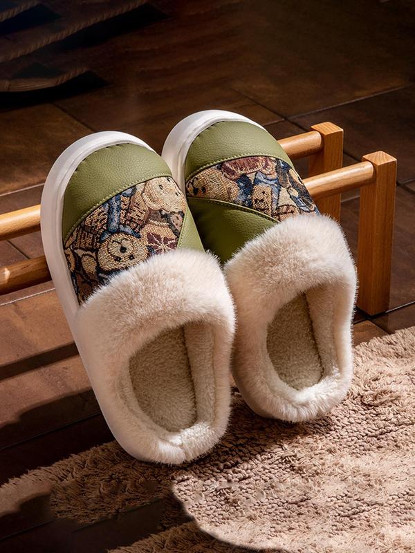 Women's Cute Cartoon Bear Pattern Warm Slippers, Casual Soft Comfortable Home Slippers, Warm Slippers for Indoor & Outdoor Use for Fall & Winter