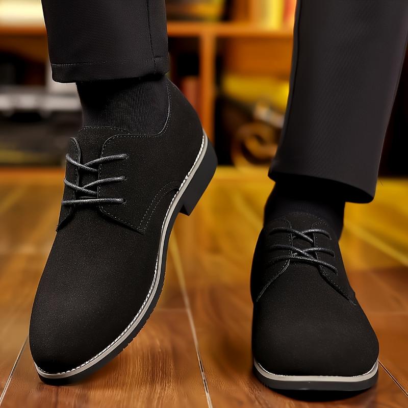 PLUS SIZE Men's Solid Color Derby Shoes - PU Leather Upper, Wear-resistant, Non-slip, Lace-up Semi-formal Shoe For Outdoor Leisure