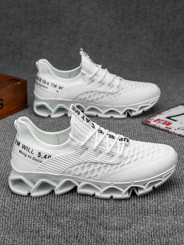 Men's Letter Print Lace Up Low Top Blade Soles Sneakers, Sports Shoes, Casual Breathable Comfortable Sports Running Shoes, Male All-match Round Toe Shoes for Daily Wear Designer Shoes