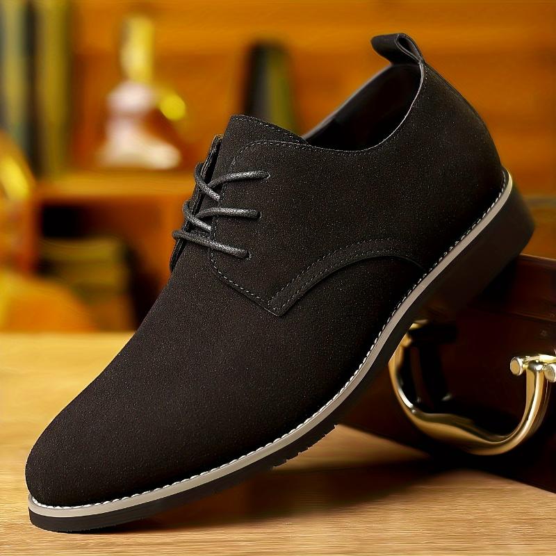 PLUS SIZE Men's Solid Color Derby Shoes - PU Leather Upper, Wear-resistant, Non-slip, Lace-up Semi-formal Shoe For Outdoor Leisure