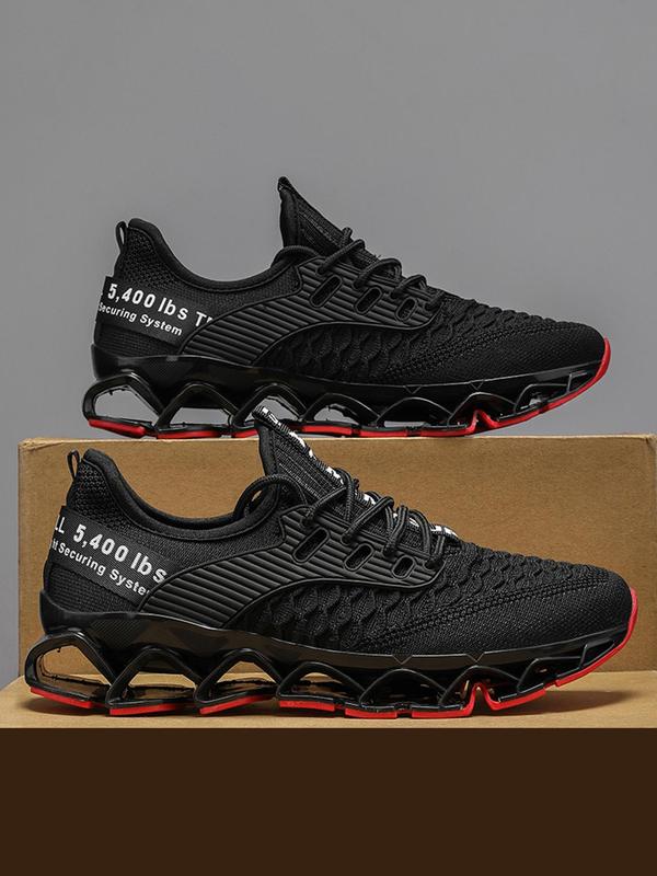 Men's Letter Print Lace Up Low Top Blade Soles Sneakers, Sports Shoes, Casual Breathable Comfortable Sports Running Shoes, Male All-match Round Toe Shoes for Daily Wear Designer Shoes