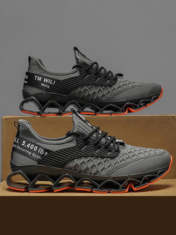 Men's Letter Print Lace Up Low Top Blade Soles Sneakers, Sports Shoes, Casual Breathable Comfortable Sports Running Shoes, Male All-match Round Toe Shoes for Daily Wear Designer Shoes