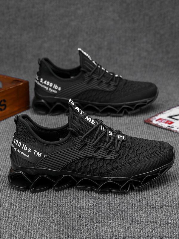 Men's Letter Print Lace Up Low Top Blade Soles Sneakers, Sports Shoes, Casual Breathable Comfortable Sports Running Shoes, Male All-match Round Toe Shoes for Daily Wear Designer Shoes