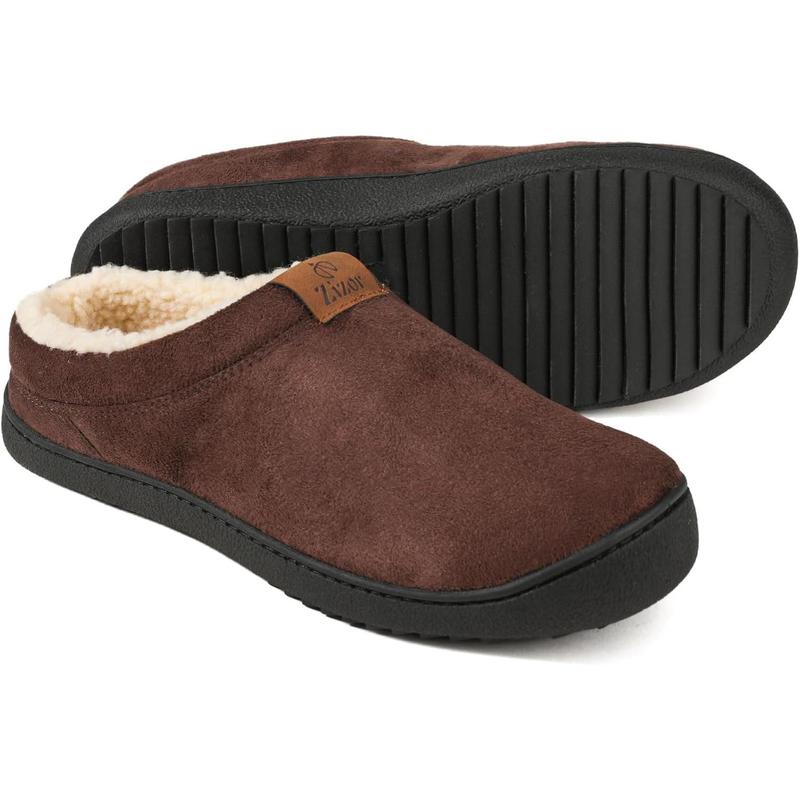 Mens Warm Memory Foam Slippers, Suede Slip On Fleece Lined House Shoes, Non-Slip Rubber Sole for Indoor Outdoor