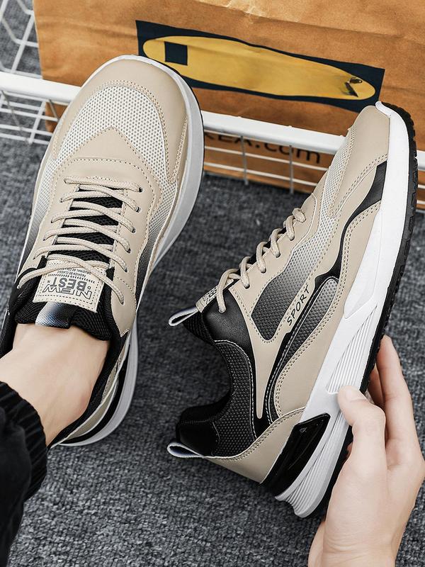 Men's Sporty Lace Up Low Top Sneakers, 2024 New Style Casual Comfortable Breathable Running Shoes, Trendy All-match Sneakers for Daily Wear