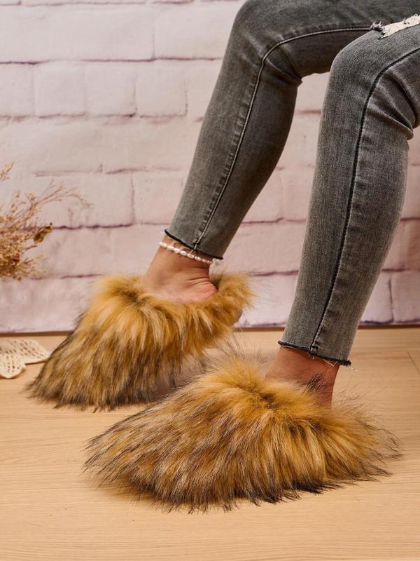 Women's Fluffy Slippers, Fall Soft Plush Luxury Designer Womens Shoes, Warm & Cozy Bedroom House Slides Slippers for Fall & Winter 2024, Walking Shoes, Footwear Fur Funny House Slippers