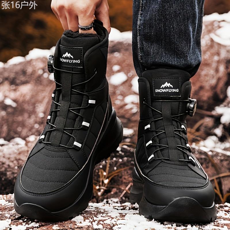 Men's All-Season Snow Boots - Fashion Sports Casual - Solid Color - Round Toe Short Boots with Rubber Sole - Fabric Upper & Lining - Versatile for Hiking, Outdoor, Camping - Innovative Closure System Boy Walking Shoes Footwear Closed Footwear Closed  Bota