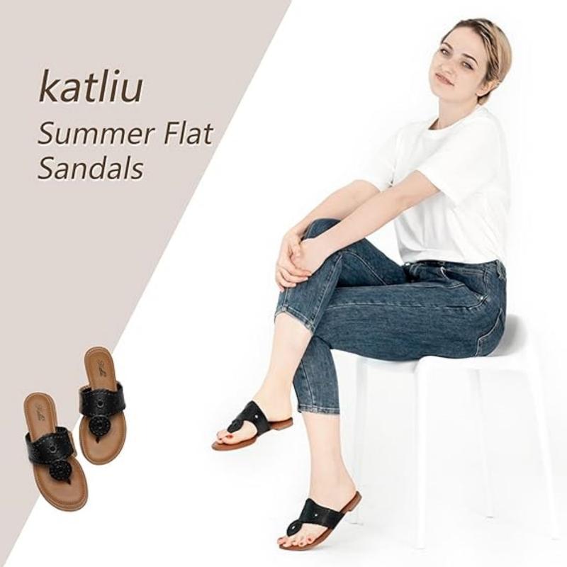 Katliu Women's Flat Sandals Flip Flop Sandals Dressy Thong Sandals