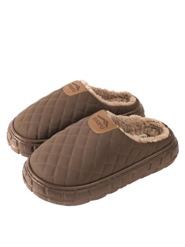 Men's Casual Plain Quilted Design Slippers, Soft Comfortable Home Slippers, Warm Slippers for Indoor & Outdoor Use for Fall & Winter